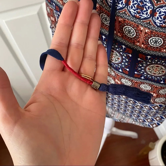 Like New Daniel Rainn Stitch Fix Paisley 3/4 Sleeve Length Blouse with Tassels - Picture 7 of 14